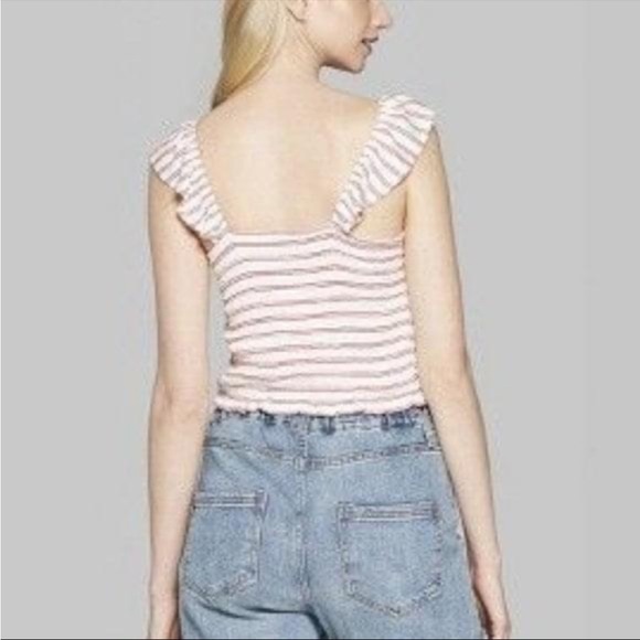 NWOT Wild Fable Pink and white knit striped crop top - Picture 6 of 6